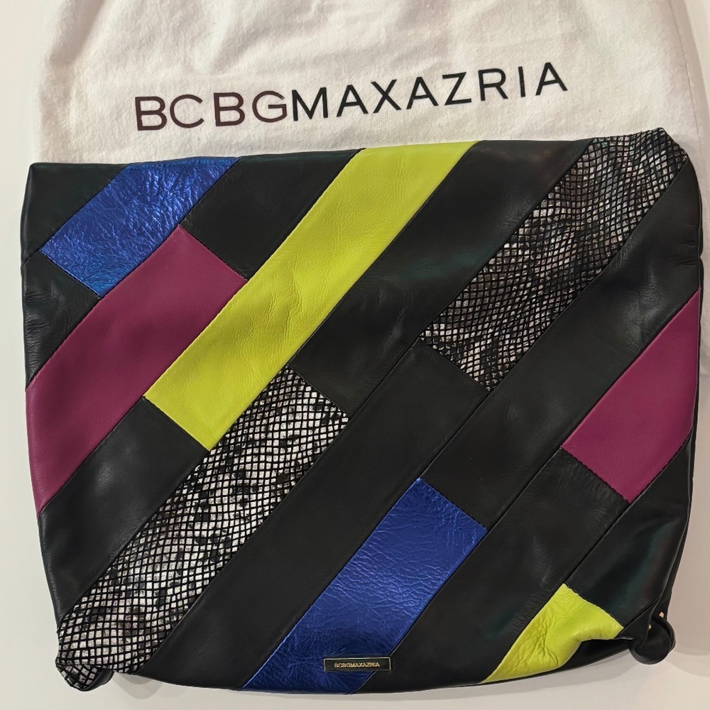 *****SOLD*••••BCBG MAXAZRIA Colorful Patchwork Clutch with dust bag.